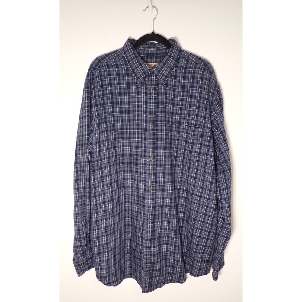 Foundry Supply Co Mens XLT Long Sleeve Button Down Flannel Blue Plaid 100%Cotton